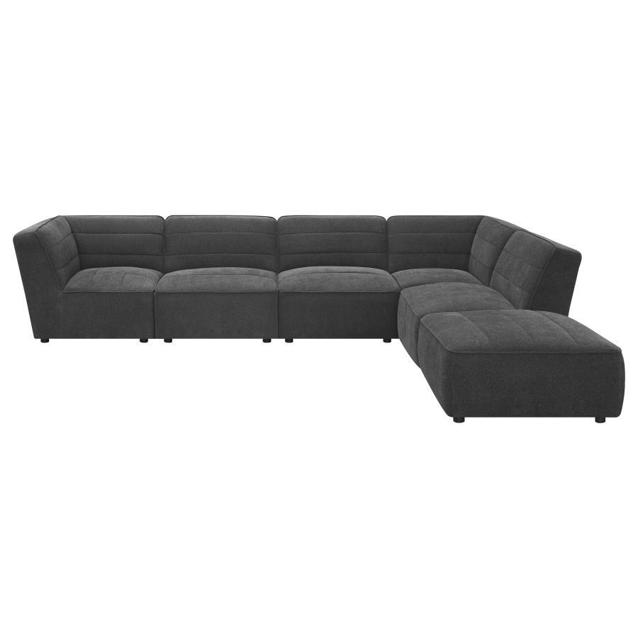 Sunny - Upholstered 6-Piece Modular Sectional - Dark Charcoal
