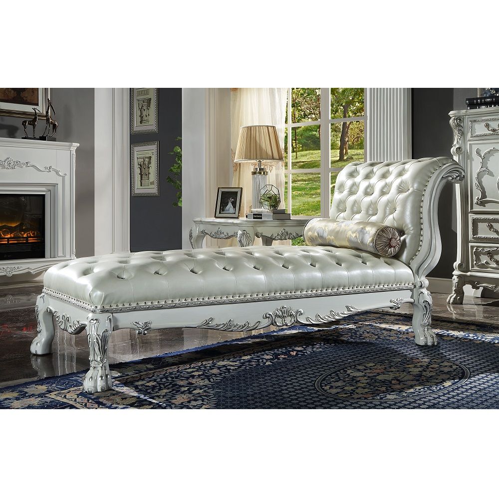 Dresden - Chaise - PU & Bone White Finish