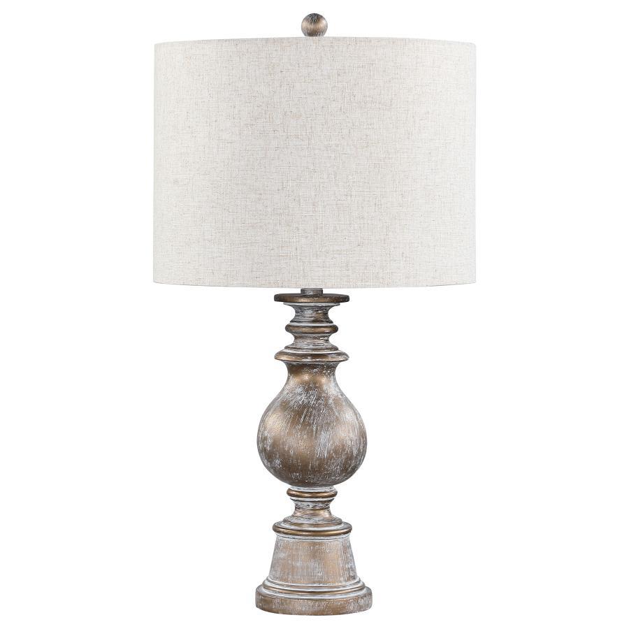 Brie - Drum Shade Table Lamp - Oatmeal and Antique Gold