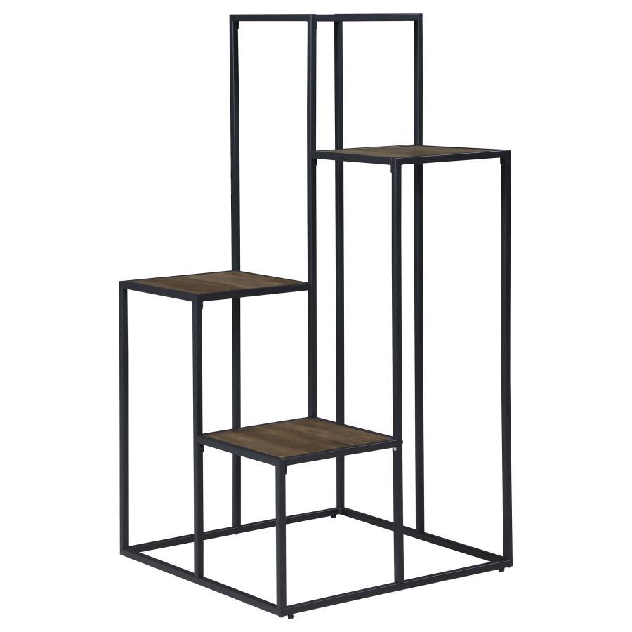 Rito - 4-Tier Display Shelf - Rustic Brown and Black