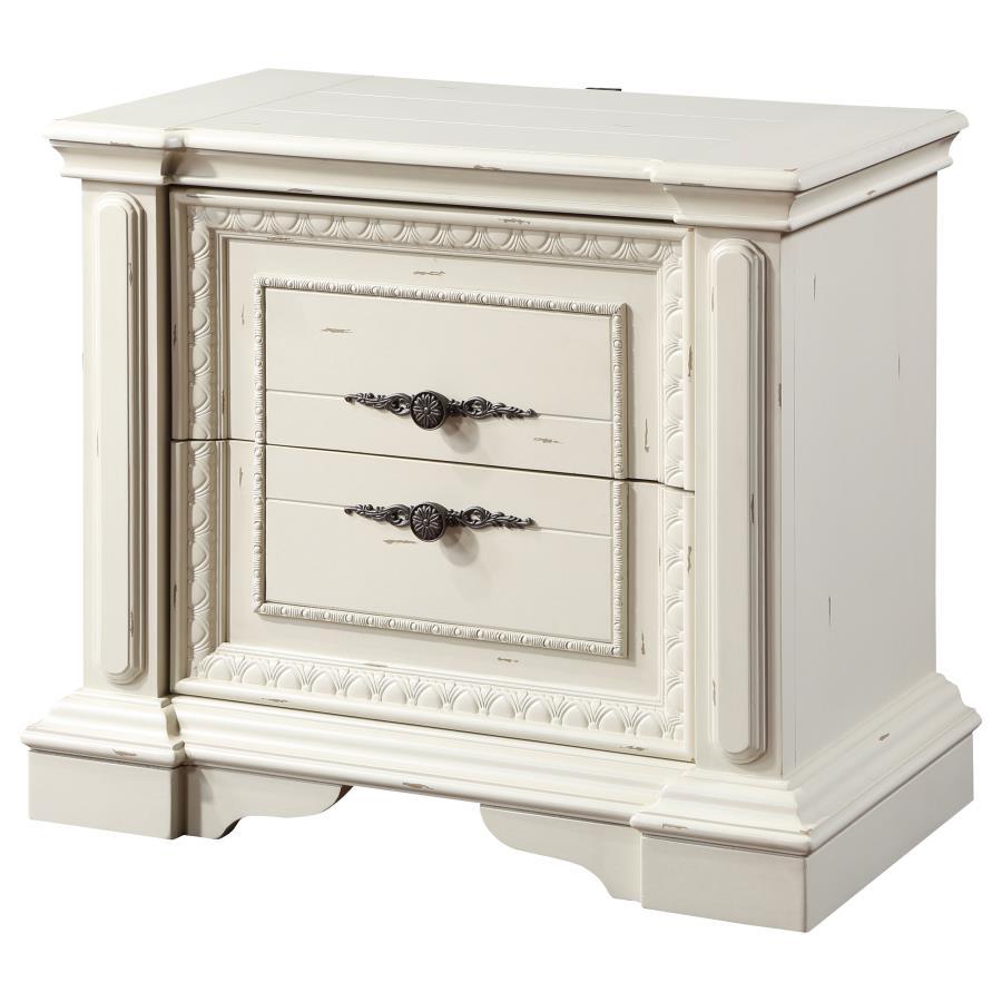 Evelyn - 2-Drawer Nightstand With Usb Ports - Antique White