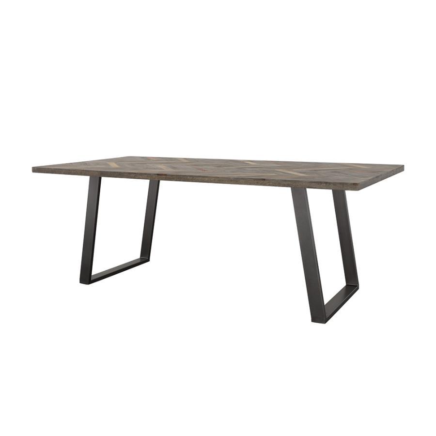 Misty - Sled Leg Dining Table - Grey Sheesham and Gunmetal