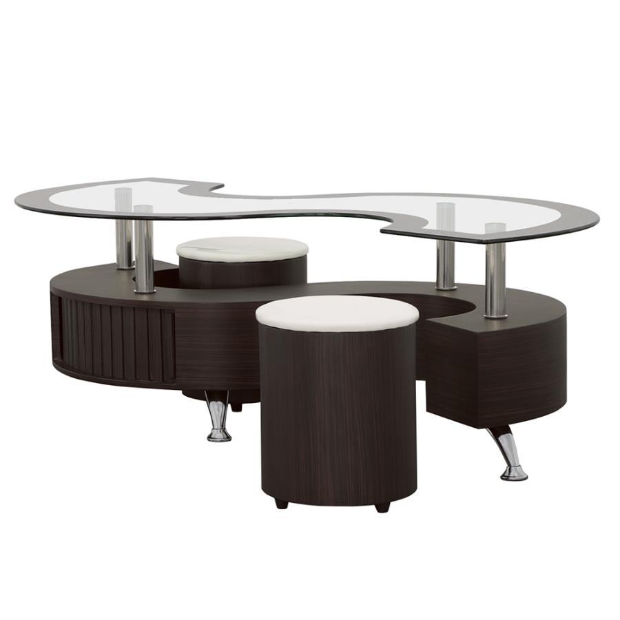Buckley - 3-Piece Coffee Table and Stools Set - Cappuccino