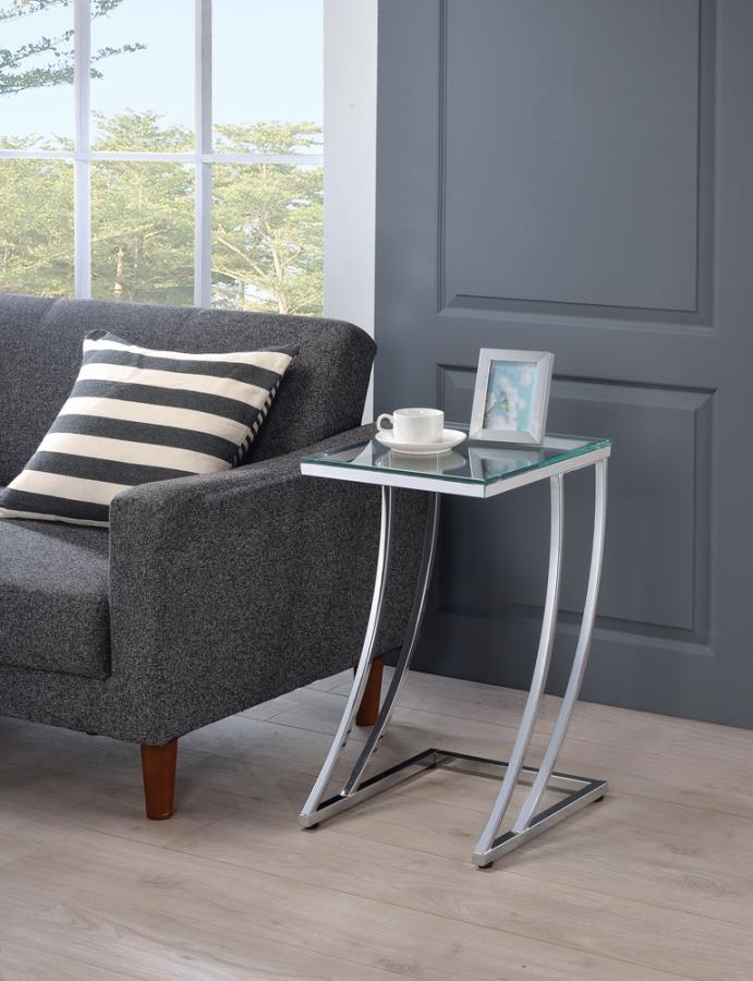 Cayden - Rectangular Top Accent Table - Chrome and Clear