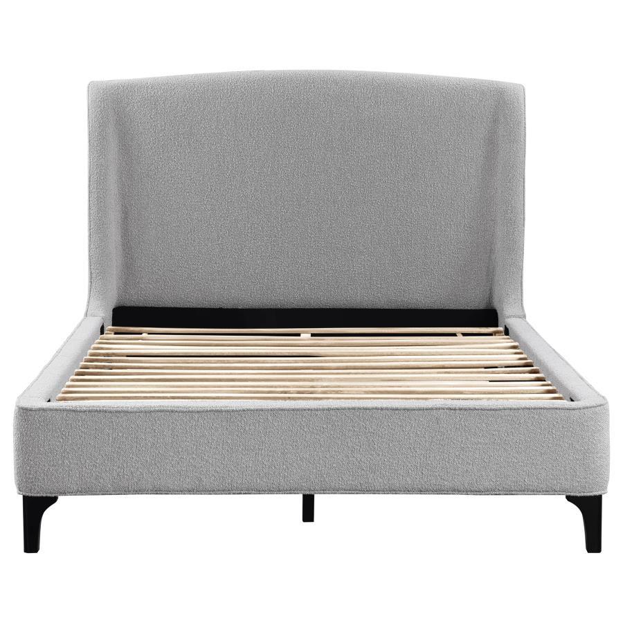 Mosby - Upholstered Curved Headboard Queen Platform Bed - Light Grey