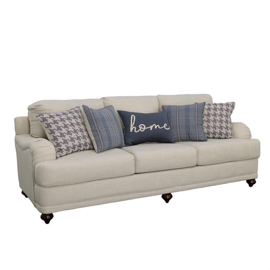 Glenn - Recessed Arms Sofa - Light Grey