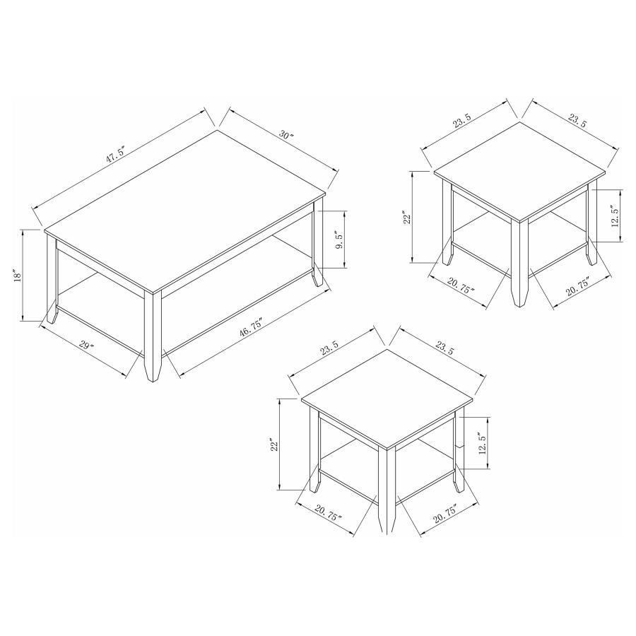 Brooks - 3-Piece Occasional Table Set With Lower Shelf - Cappuccino