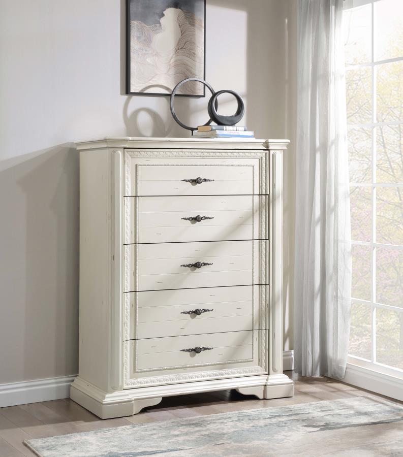 Evelyn - 5-Drawer Chest - Antique White