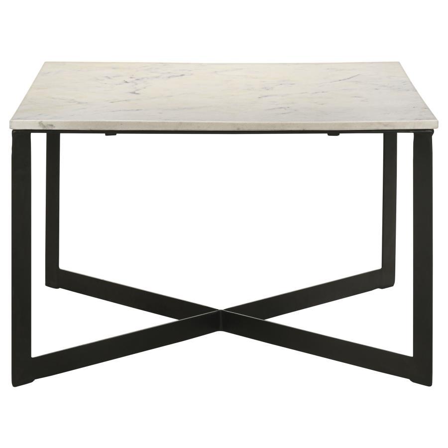 Tobin - Square Marble Top Coffee Table - White and Black