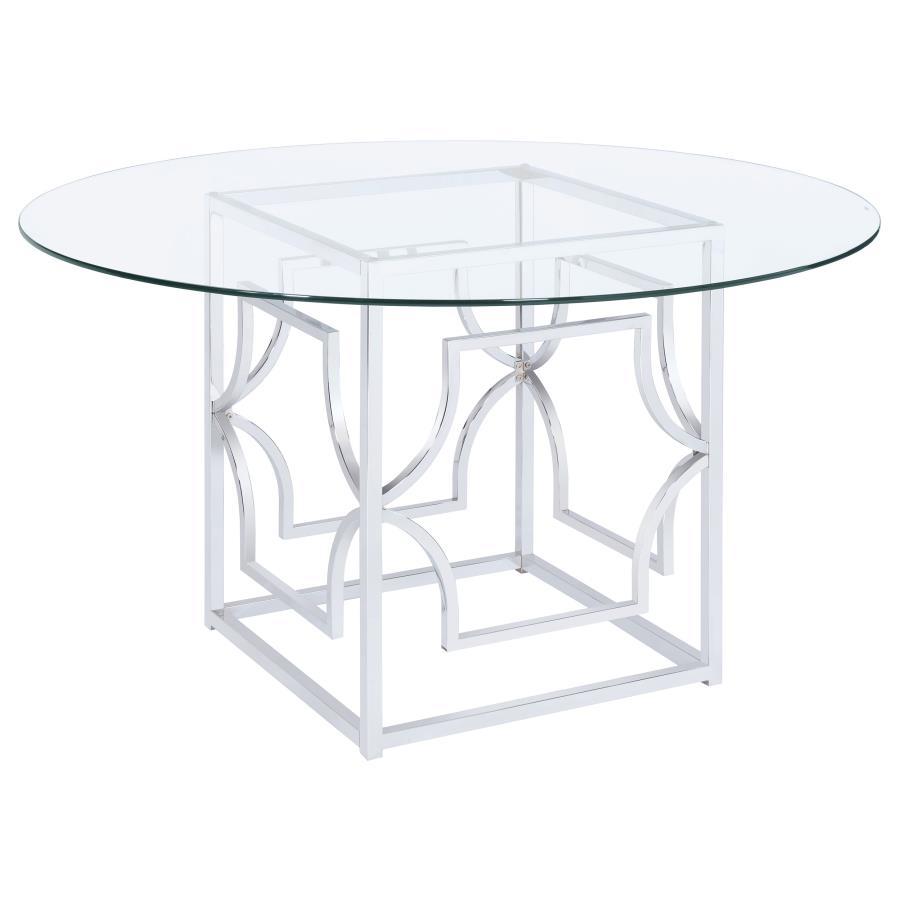 Starlight - Round Glass Top Dining Table - Clear And Chrome