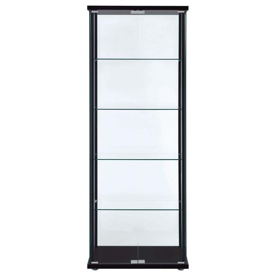 Delphinium - 5-Shelf Glass Curio Cabinet - Black and Clear