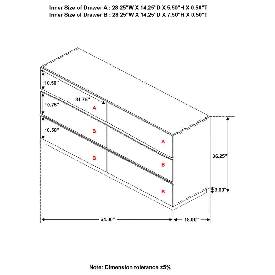 Winslow - 6-Drawer Dresser - Smokey Walnut and Coffee Bean