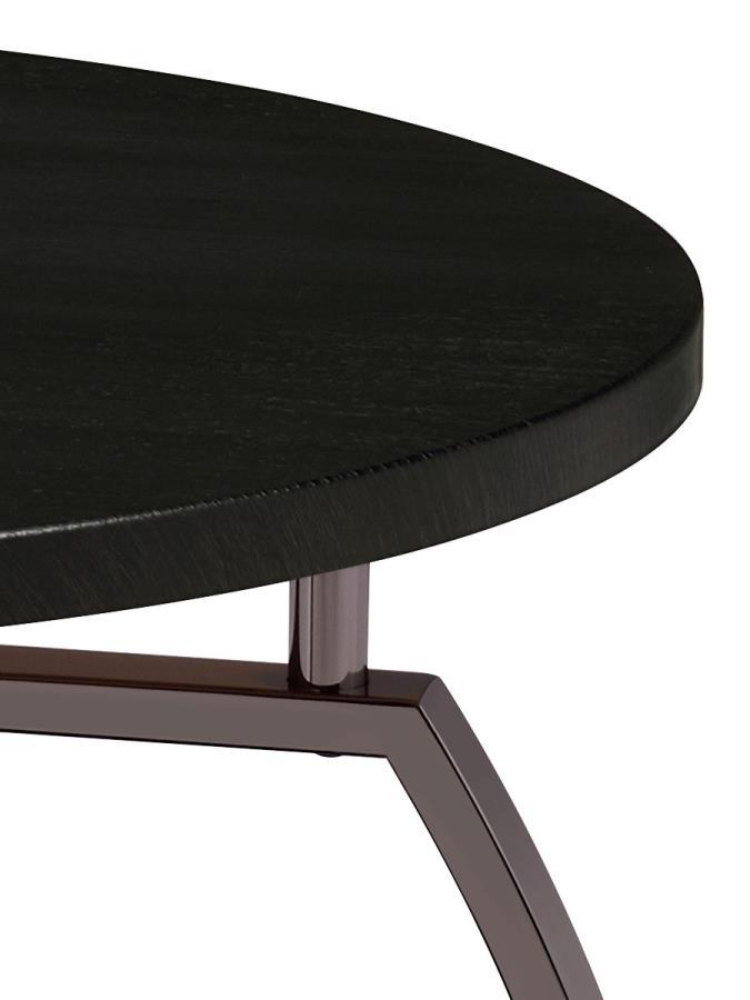 Dacre - Round Coffee Table - Dark Grey and Black Nickel