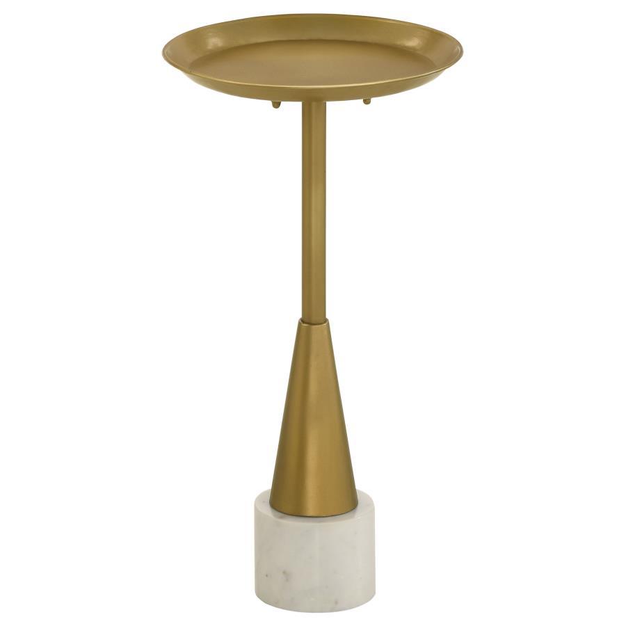 Alpine - Round Metal Side Table - White and Gold