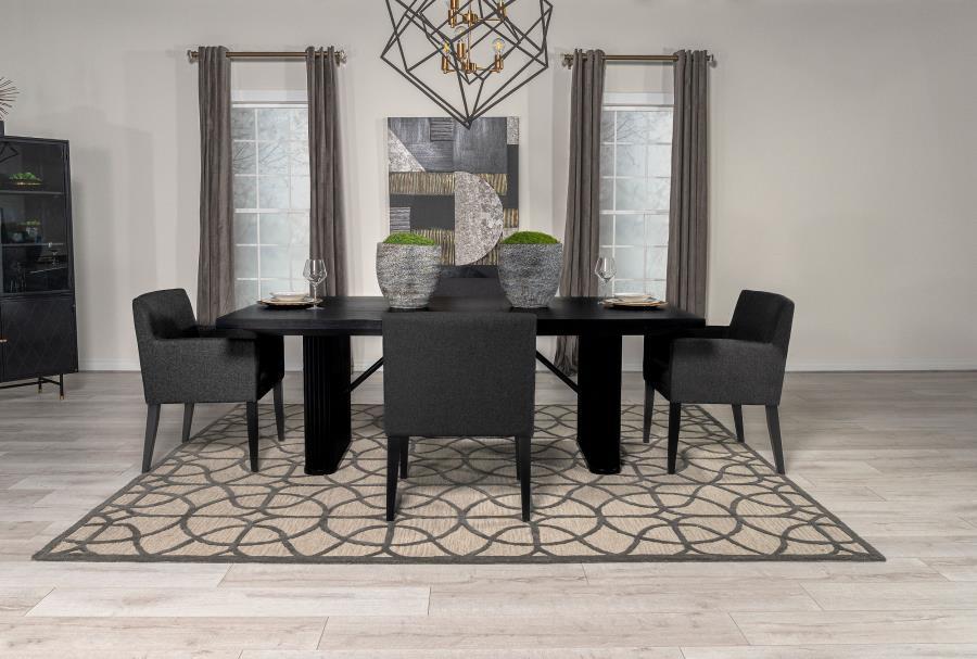 Catherine - 5-Piece Double Pedestal Dining Table Set - Charcoal Grey and Black