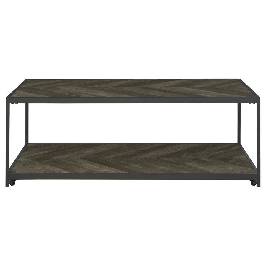Beckley - Chevron Coffee Table - Rustic Grey Herringbone