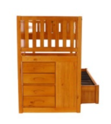 Twin/Full Staircase Bunk Bed with 3 Drawers Honey