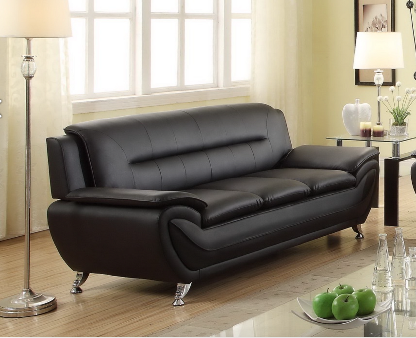 868 Black Vinyl Sofa