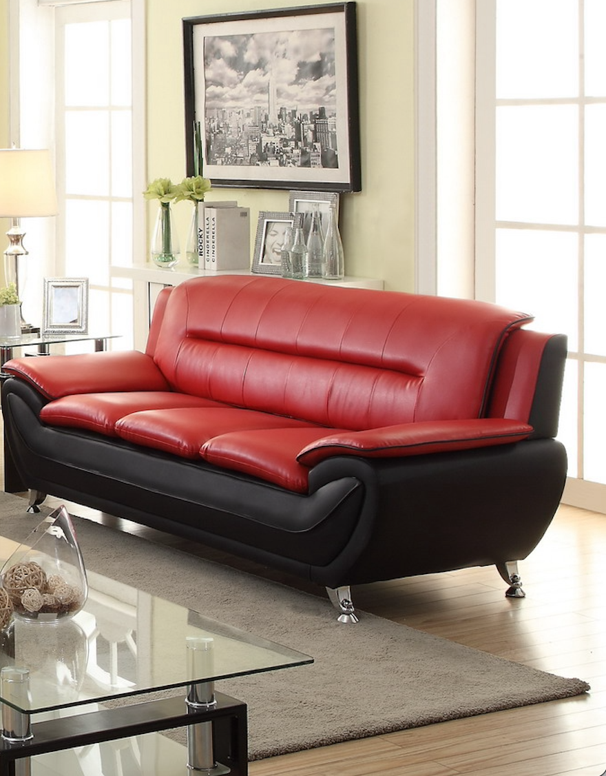 888 Vinyl Red/Black Sofa