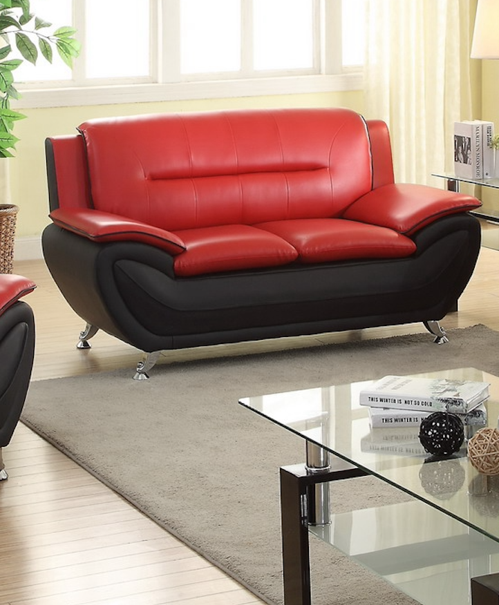 888 Vinyl Red/Black Love Seat