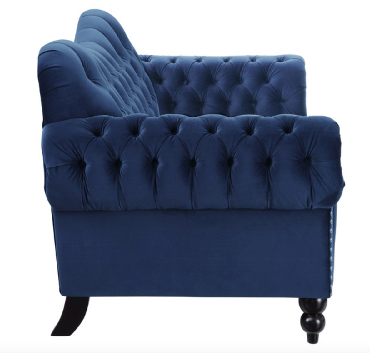 9330BU Rosalie Collection Blue Velvet Sofa & Loveseat Set 2 Piece Set