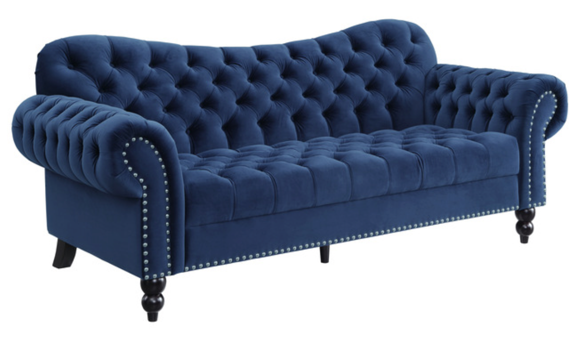 9330BU-3 Rosalie Blue Velvet Sofa