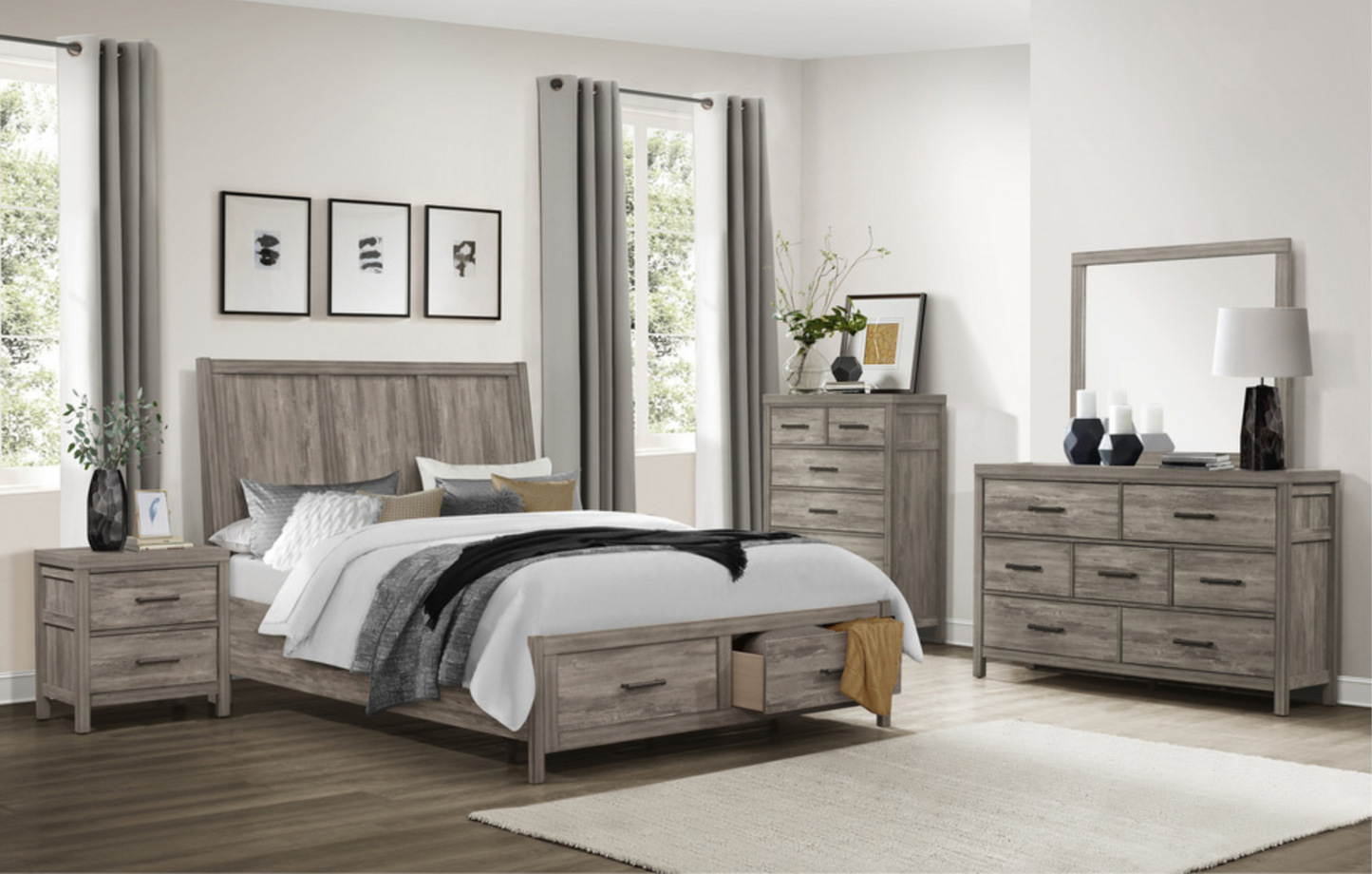 1526 Bedroom-Bainbridge Collection (Queen Bed, Nightstand, Dresser & Mirror)
