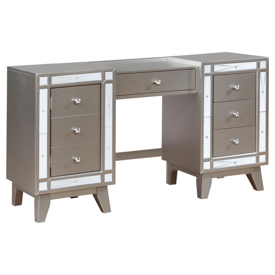 Leighton - Vanity Desk and Stool - Metallic Mercury