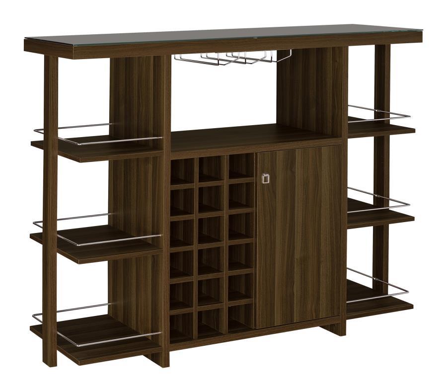 Evelio - Bar Unit With Wine Bottle Storage - Walnut