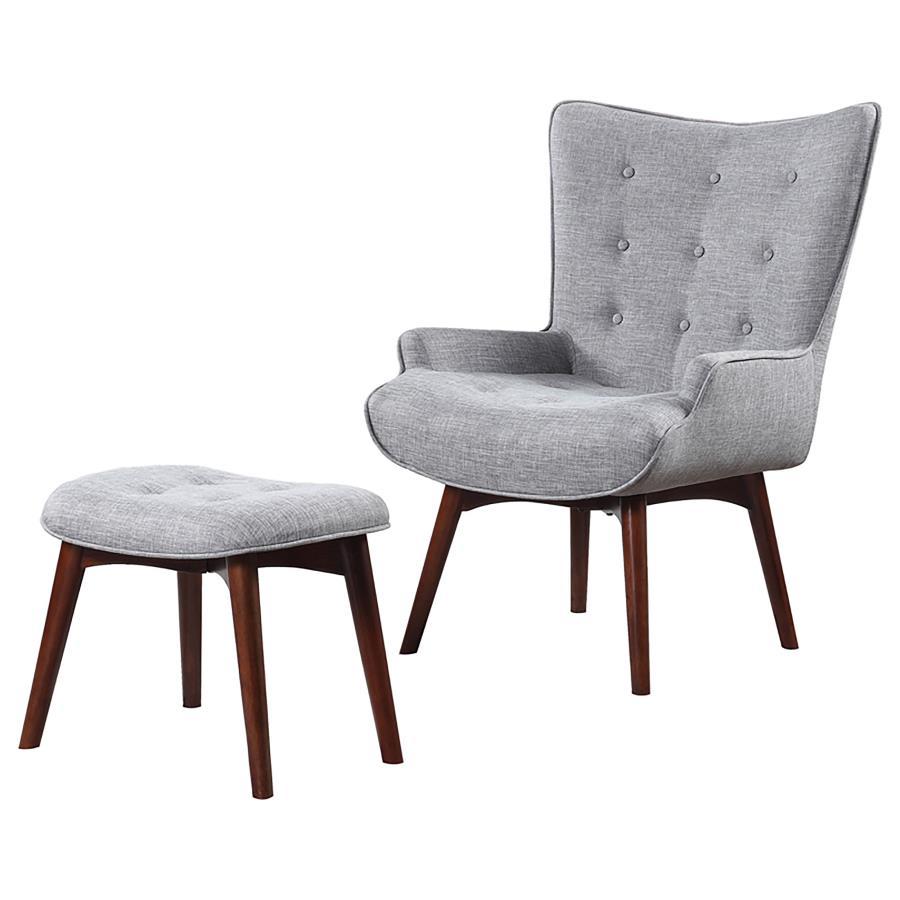 Willow - Upholstered Accent Chair With Ottoman - Grey and Brown