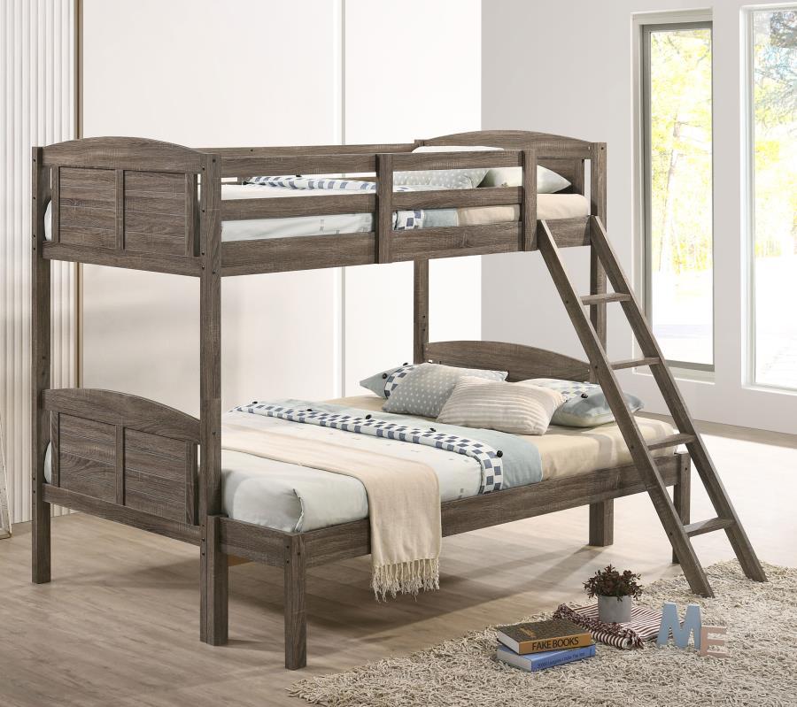 Flynn - Twin Over Full Bunk Bed - Weathered Brown