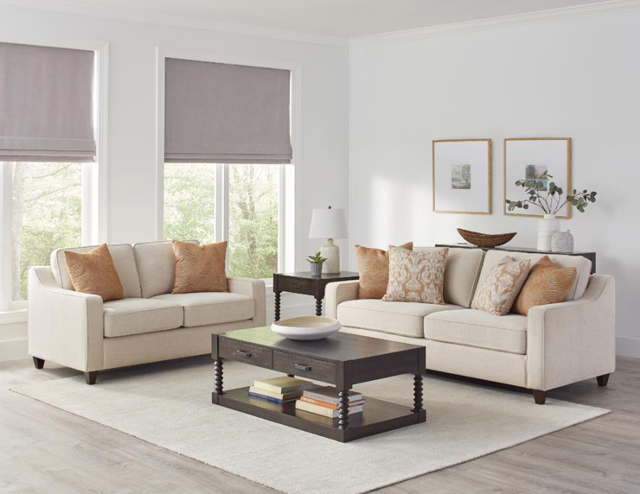 Christine - 3-Piece Cushion Back Living Room Set - Beige