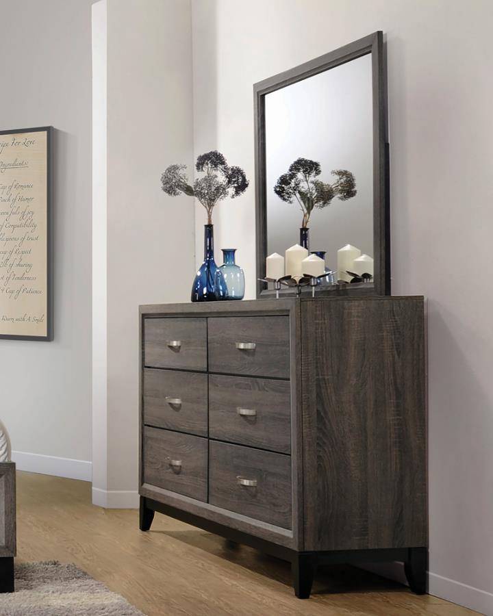 Watson - 6-Drawer Dresser - Grey Oak and Black