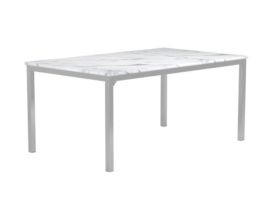 Athena - Rectangle Dining Table With Marble Top - Chrome