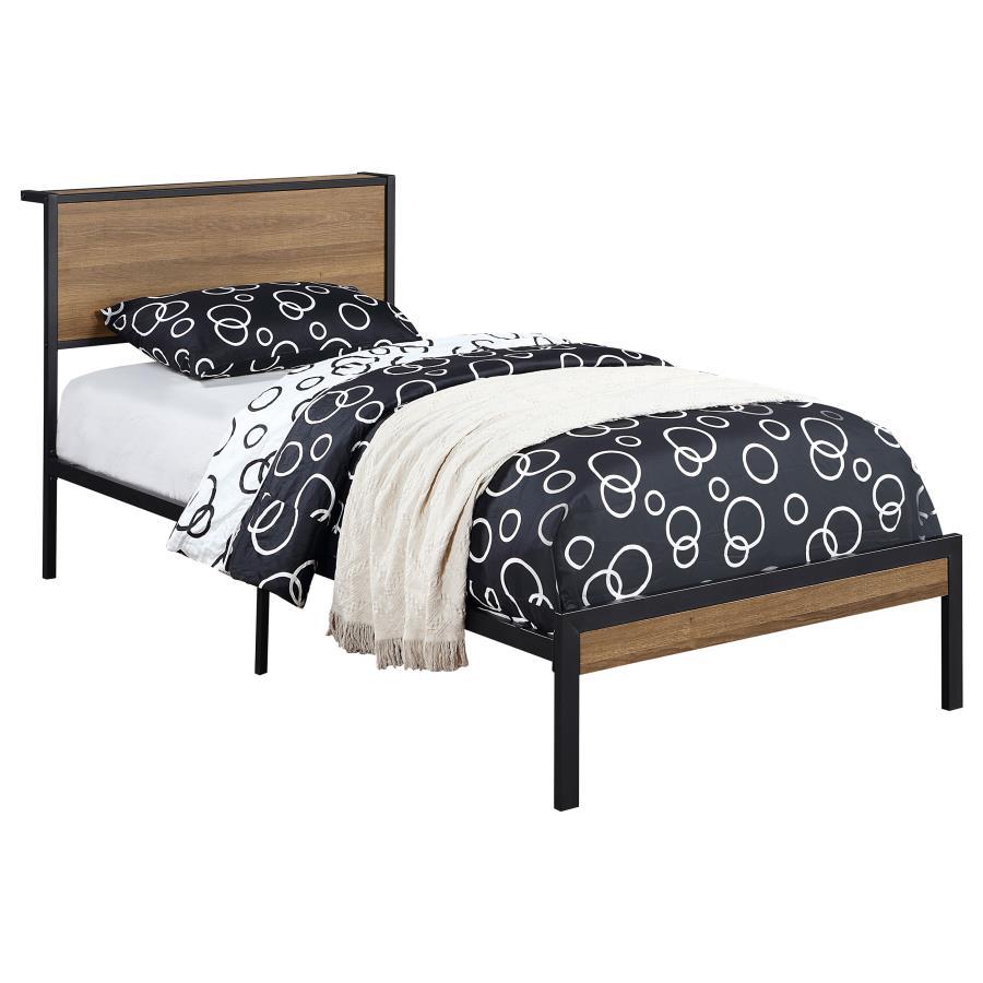 Ricky - Twin Platform Bed - Light Oak And Black