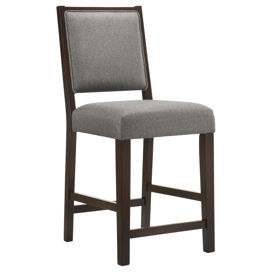 Bedford - Upholstered Open Back Counter Height Stools With Footrest (Set of 2) - Grey and Espresso
