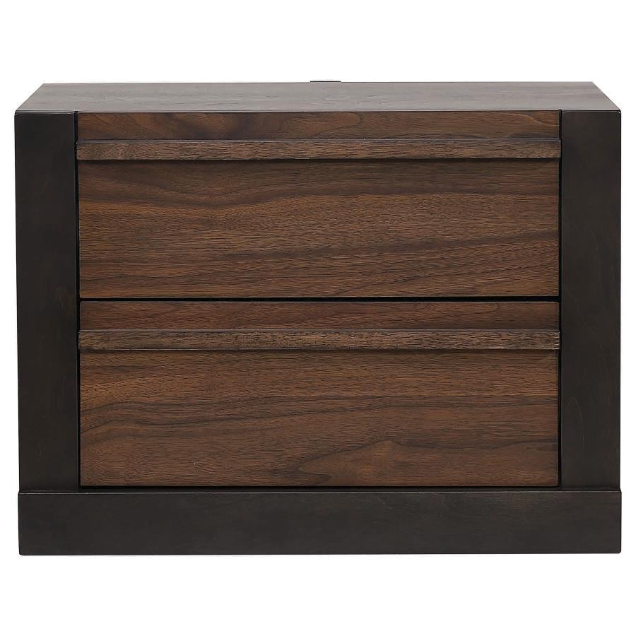 Azalia - 2-Drawer Nightstand - Black and Walnut