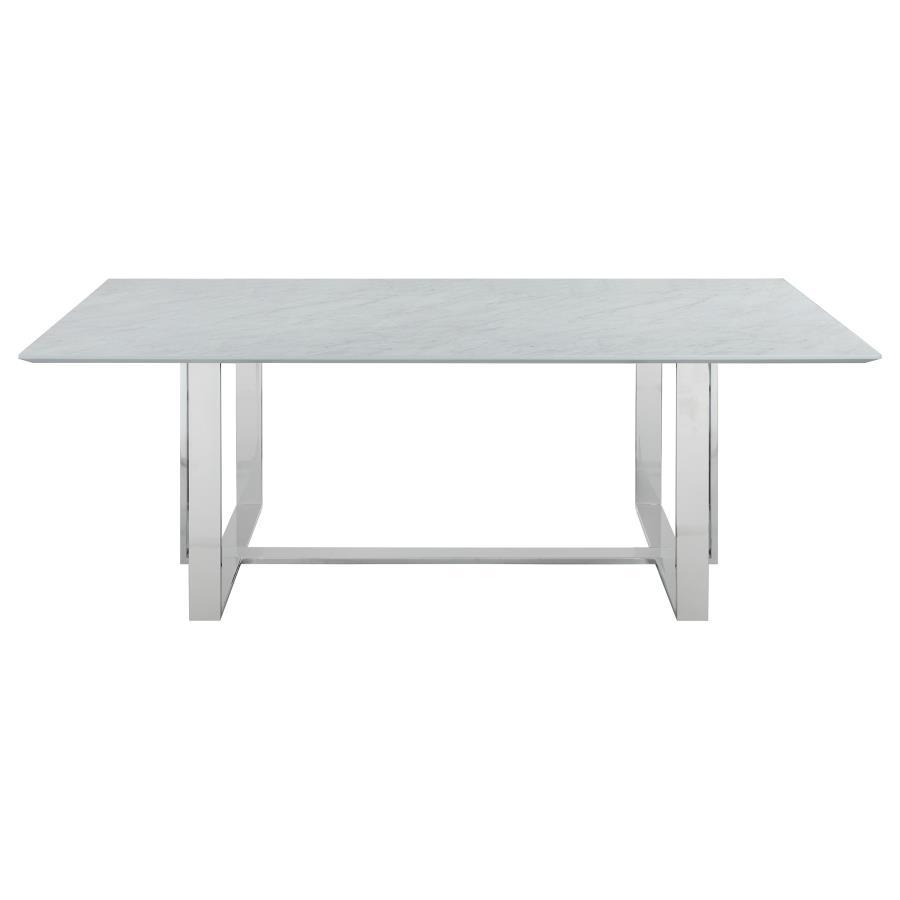 Annika - 7-Piece Rectangular Dining Set - White And Chrome
