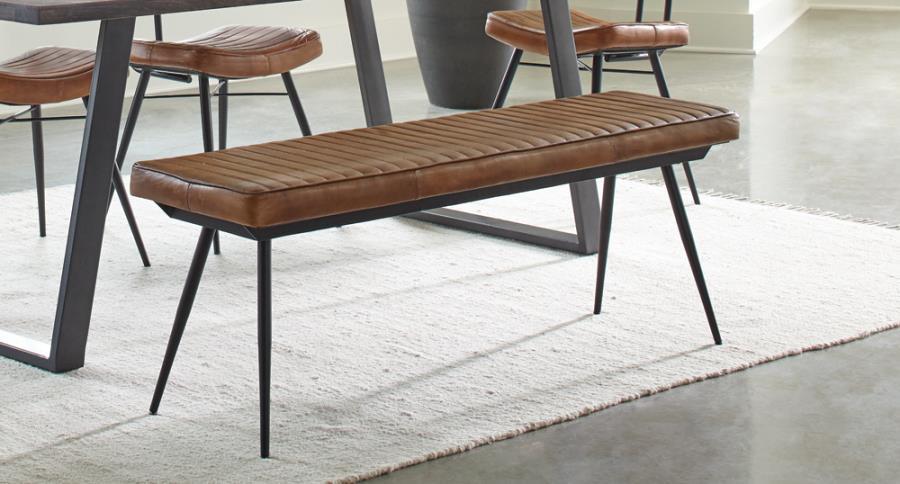 Misty - Cushion Side Bench - Camel and Black