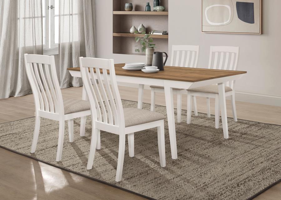 5 PC Dining Set - Natural Acacia / White