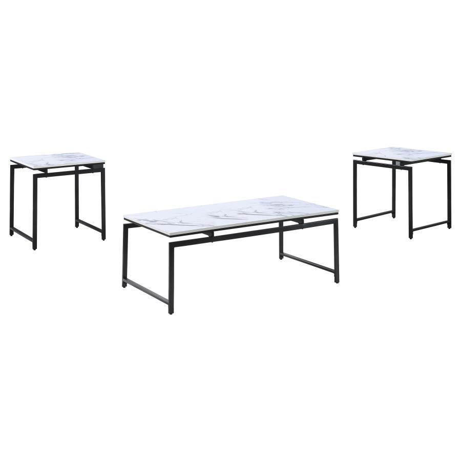 Clark - 3-Piece Occasional Set - White and Dark Gunmetal
