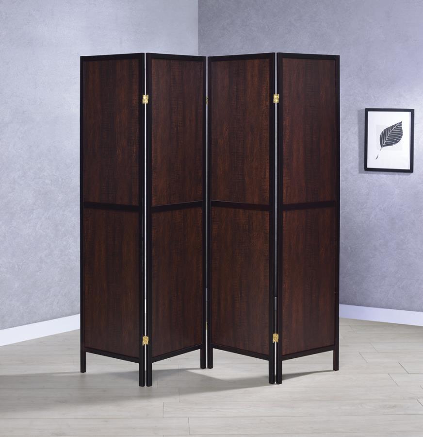 Deepika - 4-Panel Folding Screen - Tobacco and Cappuccino