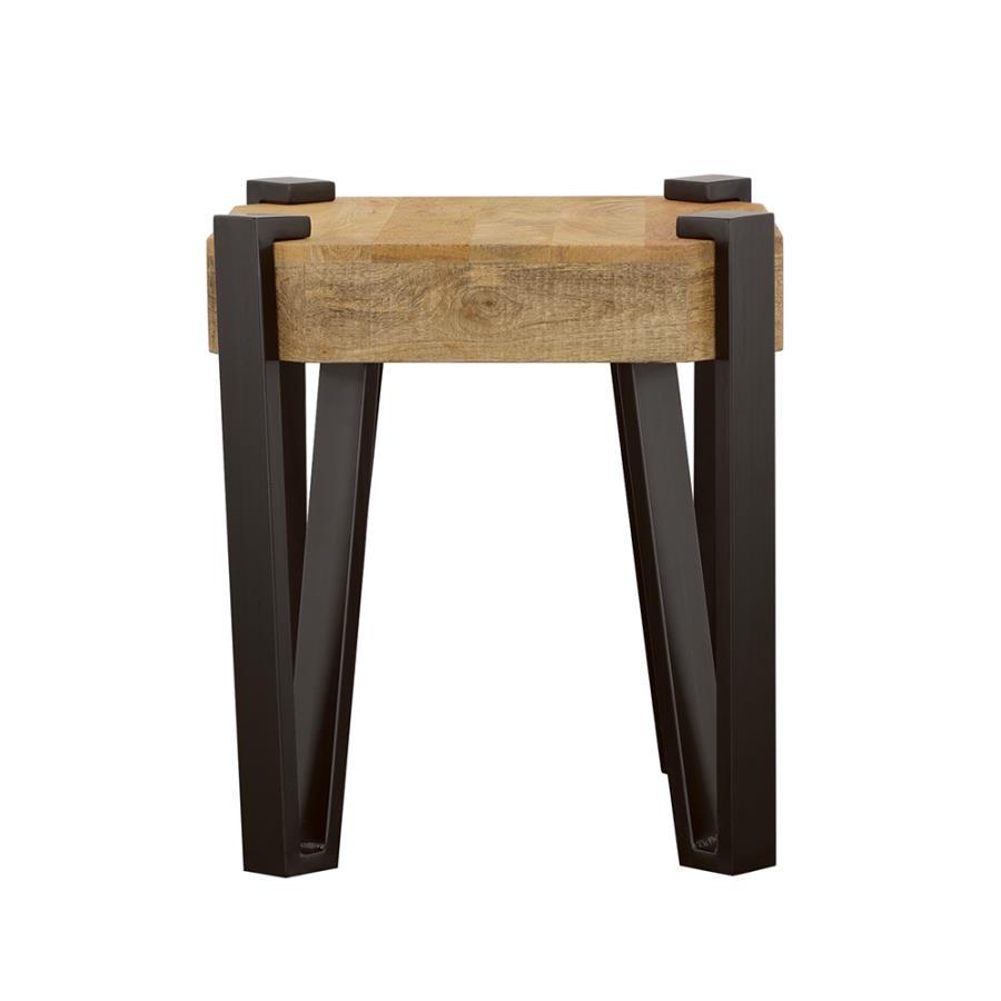 Winston - Wooden Square Top End Table - Natural and Matte Black