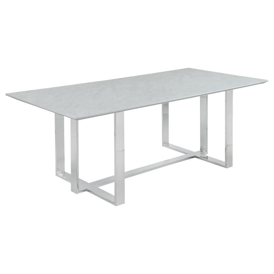 Annika - 7-Piece Rectangular Dining Set - White And Chrome
