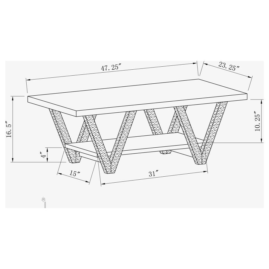 Stevens - V-Shaped Coffee Table - Black and Antique Grey