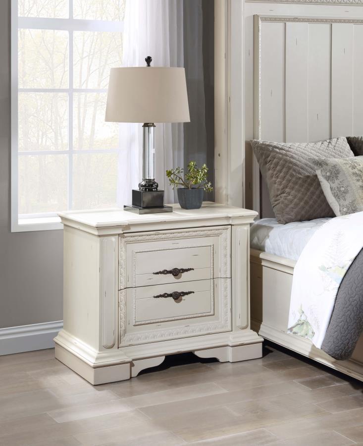 Evelyn - 2-Drawer Nightstand With Usb Ports - Antique White