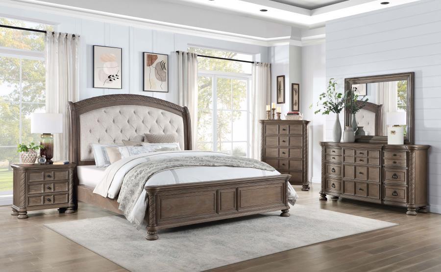 Emmett - 5-Piece Queen Bedroom Set - Walnut and Beige