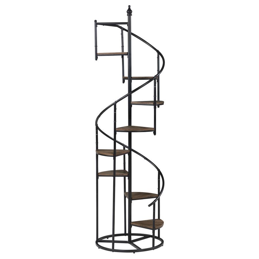 Roseglen - 8-Shelf Staircase Bookcase - Rustic Brown and Black