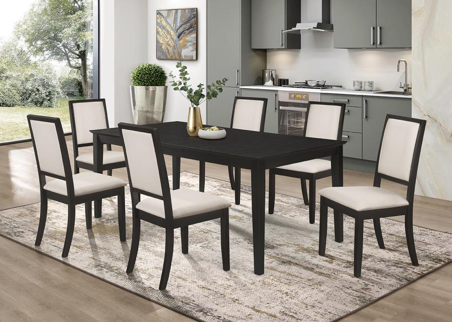Louise - 7-Piece Rectangular Dining Set - Black and Cream