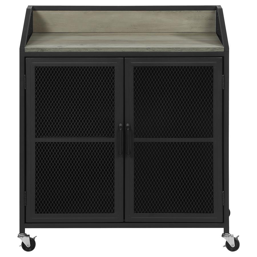 Arlette - Wine Cabinet With Wire Mesh Doors - Grey Wash and Sandy Black